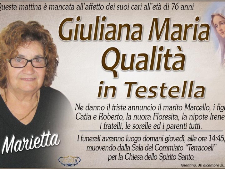 Qualità Giuliana Maria Testella