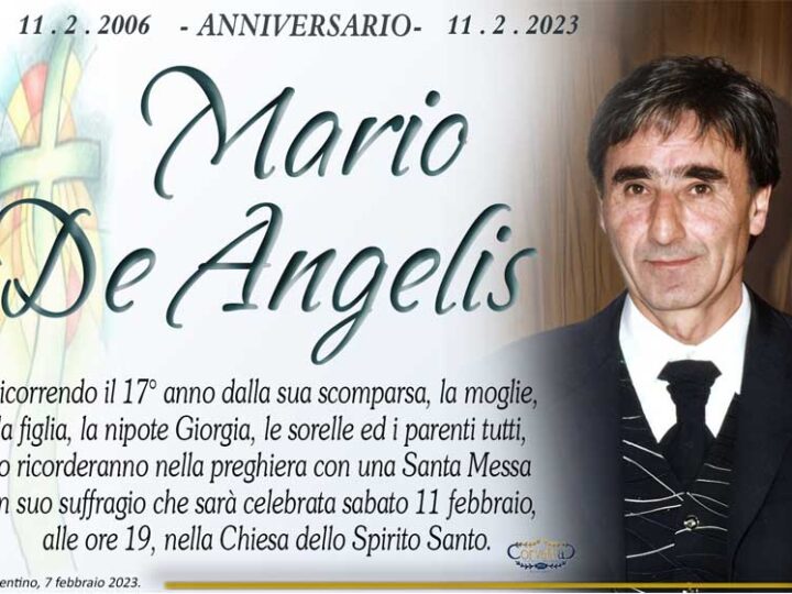 Anniversario: Mario De Angelis
