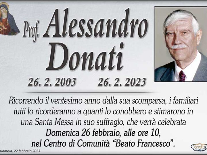 Anniversario: Prof. Alessandro Donati