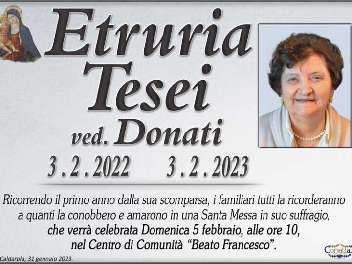 Anniversario: Tesei Etruria Donati