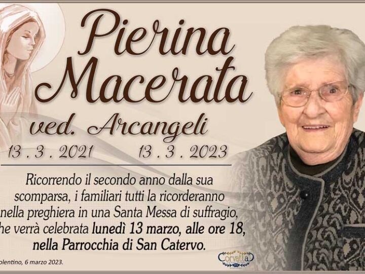 Anniversario: Pierina Macerata Arcangeli