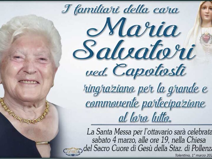 Ringraziamento: Maria Salvatori Capotosti