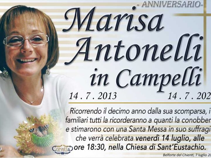 Anniversario: Marisa Antonelli Campelli