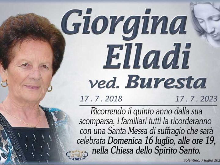 Anniversario: Giorgina Elladi Buresta