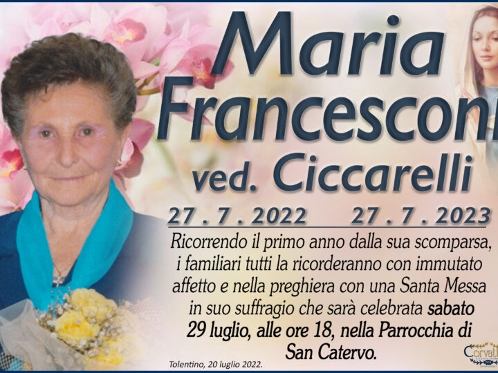 Anniversario: Maria Francesconi Ciccarelli