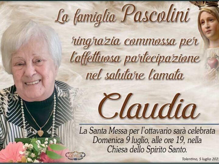 Ringraziamento: Pascolini Claudia Pascolini