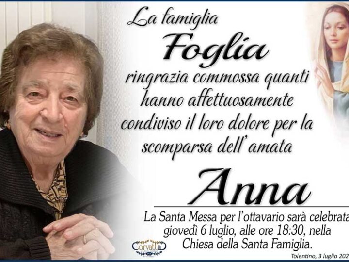 Ringraziamento: Anna Santoni Foglia