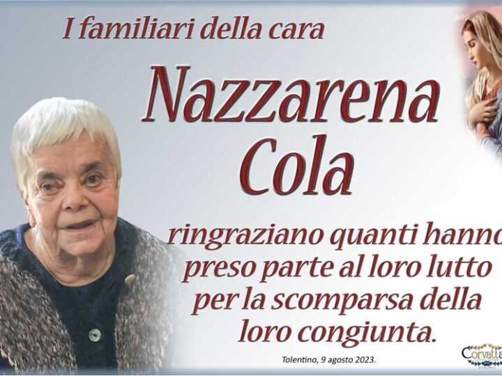 Ringraziamento: Nazzarena Cola