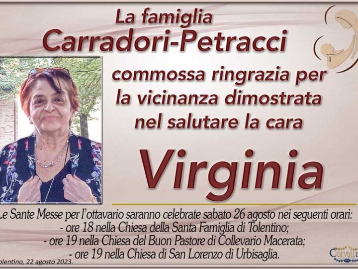 Ringraziamento: Virginia Petracci Carradori