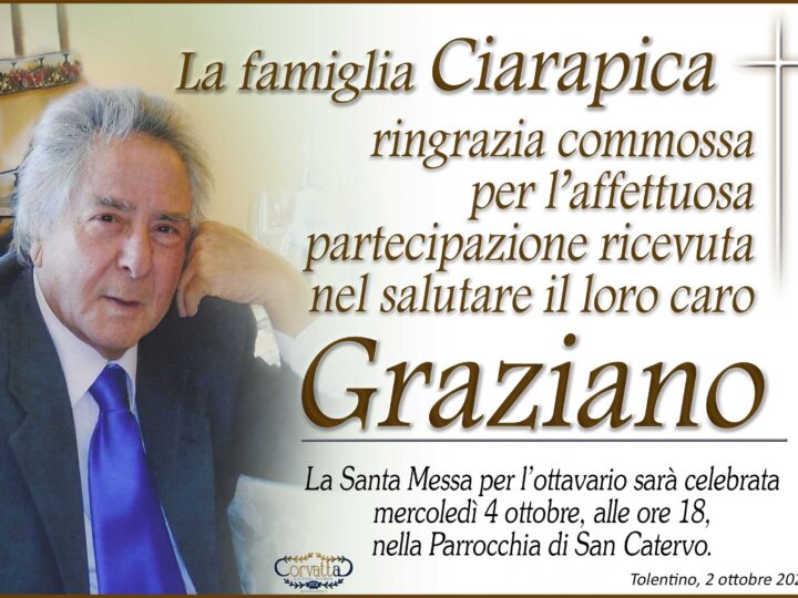 Ringraziamento: Graziano Ciarapica