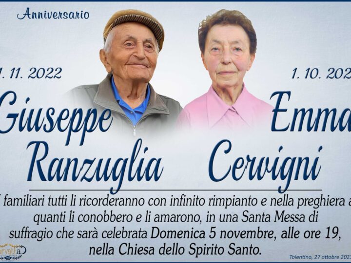 Anniversario: Giuseppe Ranzuglia Emma Cervigni