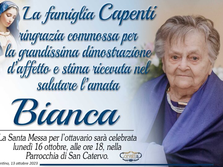 Ringraziamento: Bianca Vitali Capenti