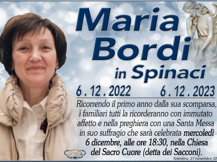 Anniversario: Maria Bordi Spinaci
