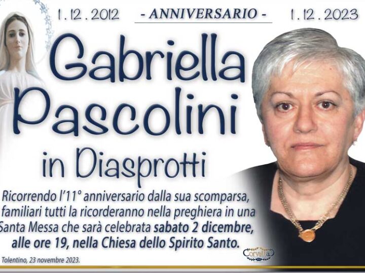 Anniversario: Gabriella Pascolini Diasprotti