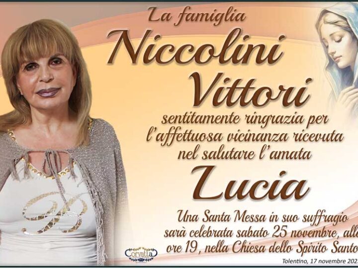 Ringraziamento: Lucia Vittori