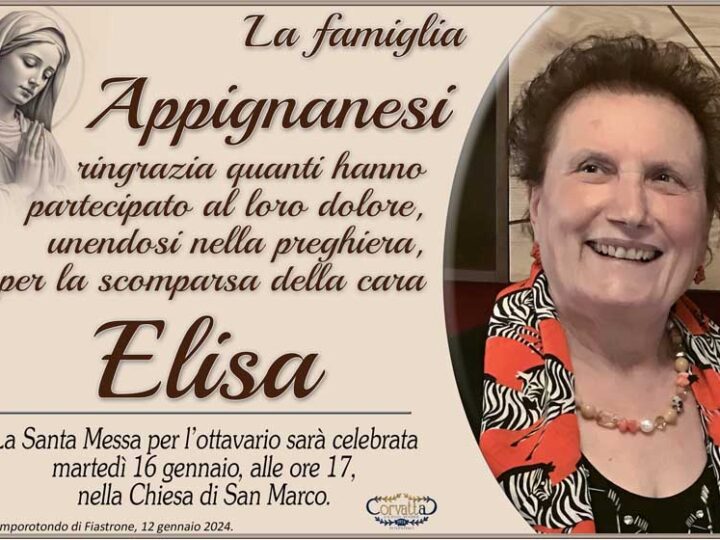 Ringraziamento: Elisa Volverini Appignanesi