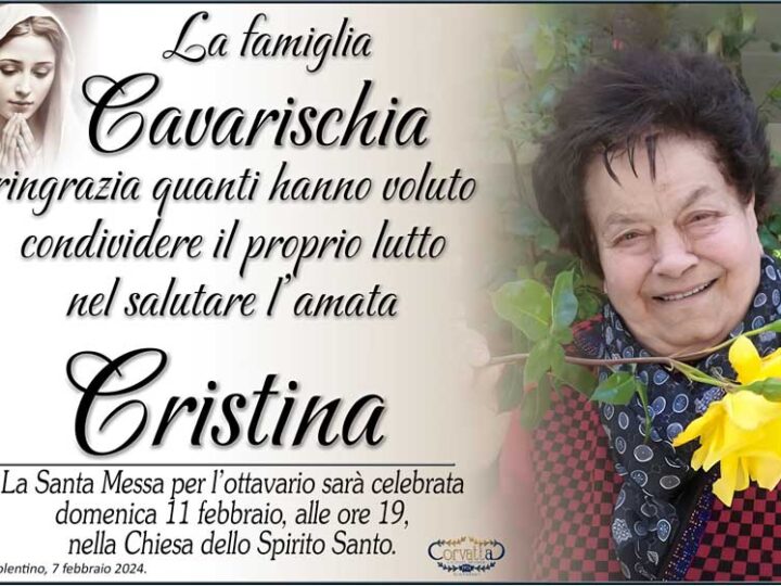 Ringraziamento: Cristina Tordini Cavarischia