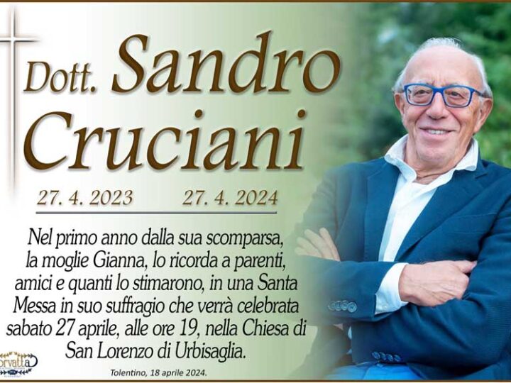 Anniversario: Dott. Sandro Cruciani