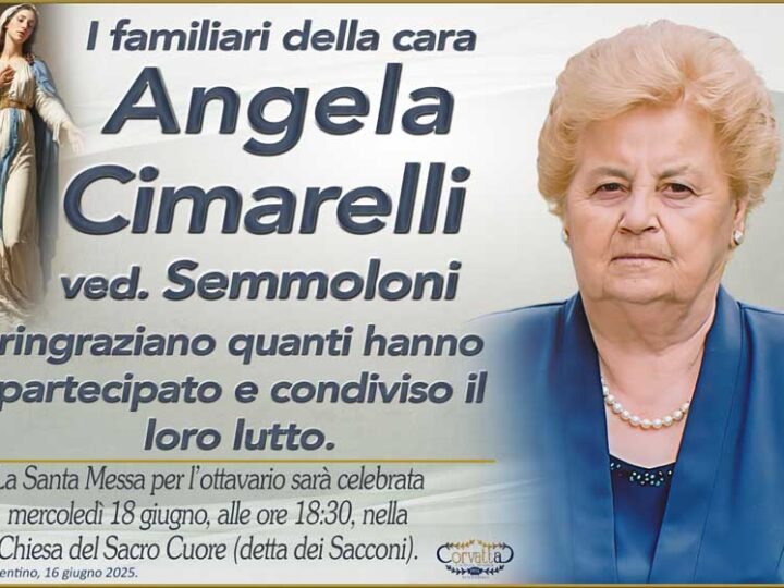 Ringraziamento: Angela Cimarelli Semmoloni