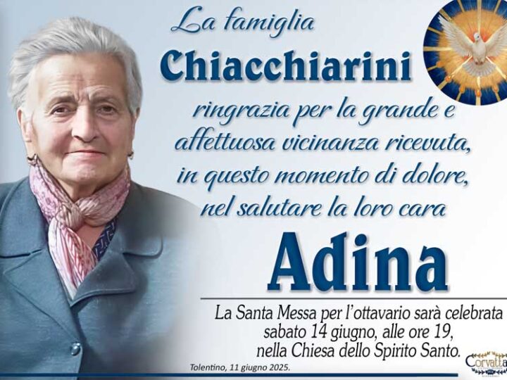 Ringraziamento: Adina Pistacchi Chiacchiarini