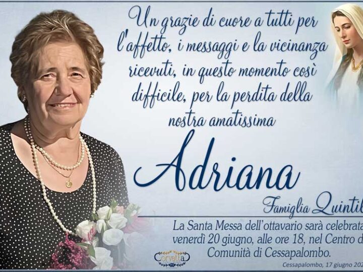 Ringraziamento: Adriana Spurio De Ales Quintili