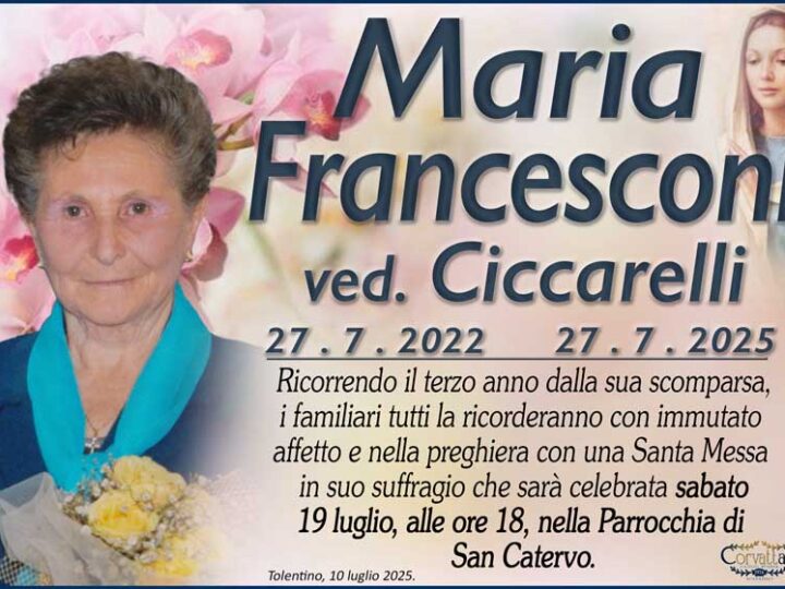 3° Anniversario: Maria Francesconi Ciccarelli