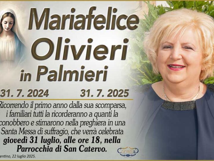 Anniversario: Mariafelice Olivieri Palmieri