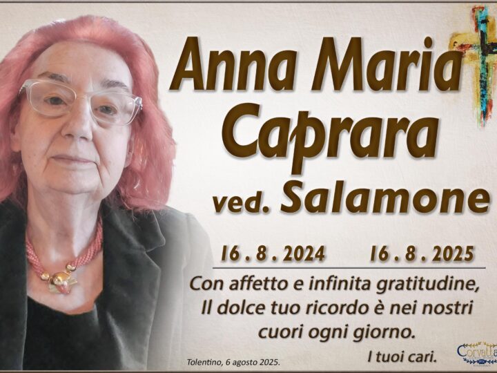Anniversario: Anna Maria Caprara Salamone