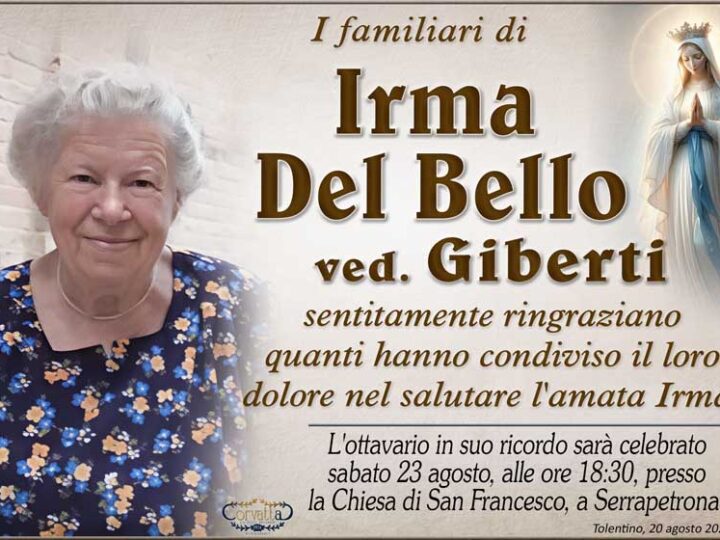Ringraziamento: Irma Del Bello Giberti