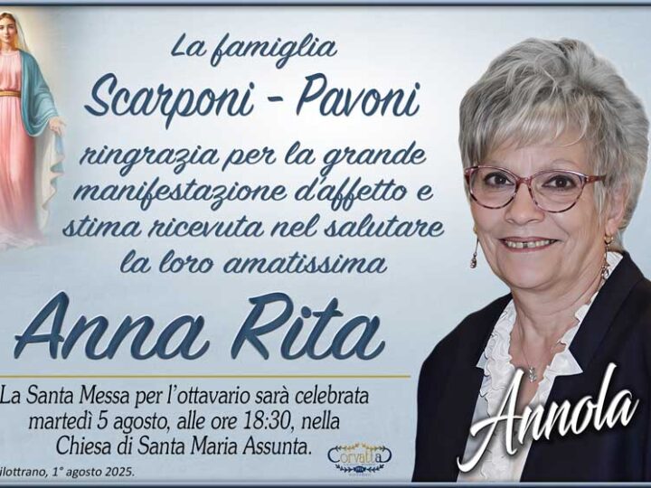 Ringraziamento: Anna Rita Pavoni Scarponi
