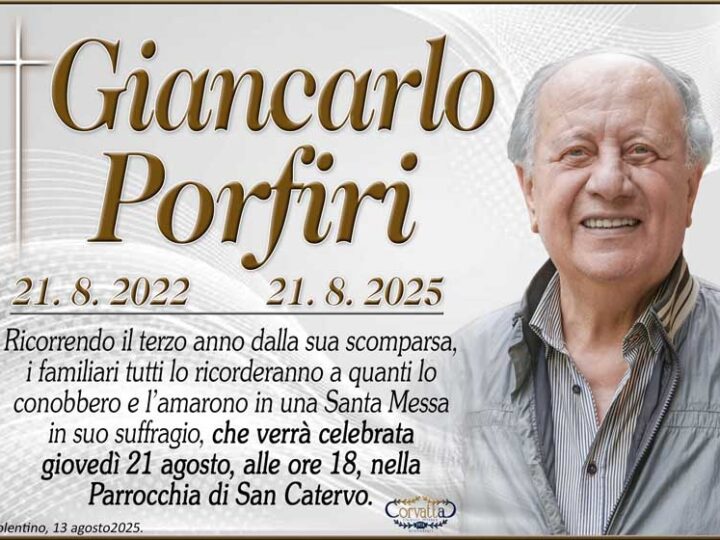 3° Anniversario: Giancarlo Porfiri