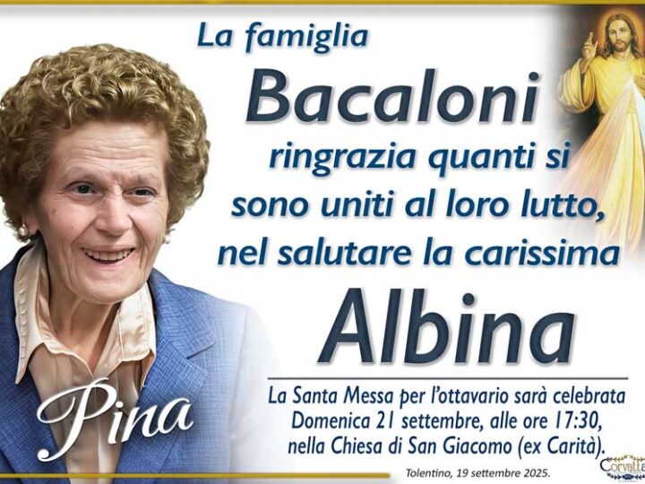 Ringraziamento: Albina “Pina” Bartolazzi Bacaloni