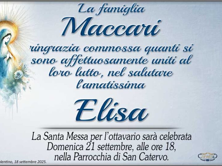 Ringraziamento: Elisa Dignani Maccari