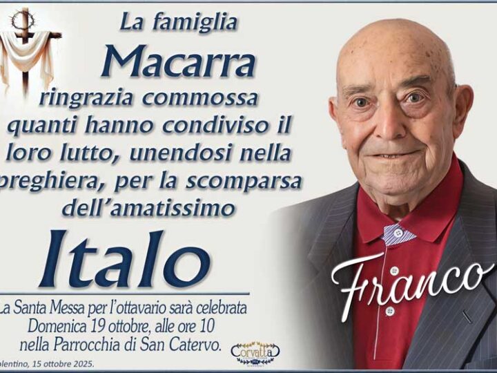 Ringraziamento: Italo “Franco” Macarra