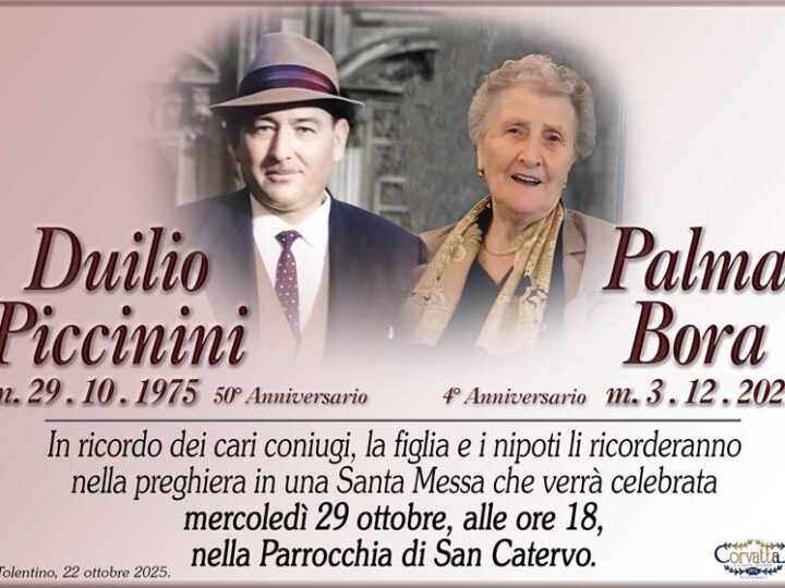 Anniversario: Duilio Piccinini e Palma Dora