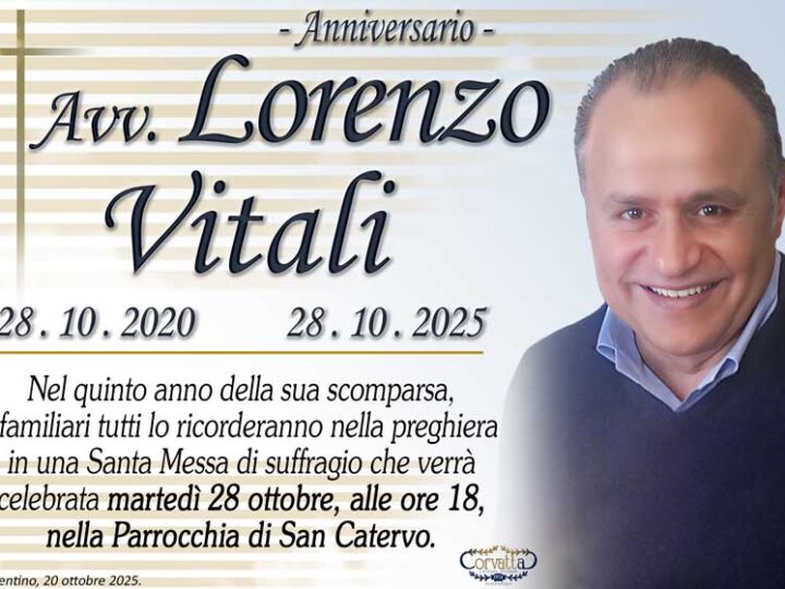 5° Anniversario: Avv. Lorenzo Vitali