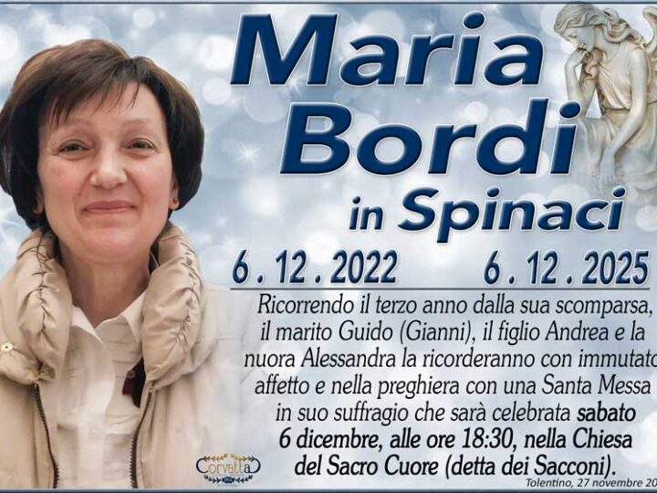 3° Anniversario: Maria Bordi Spinaci