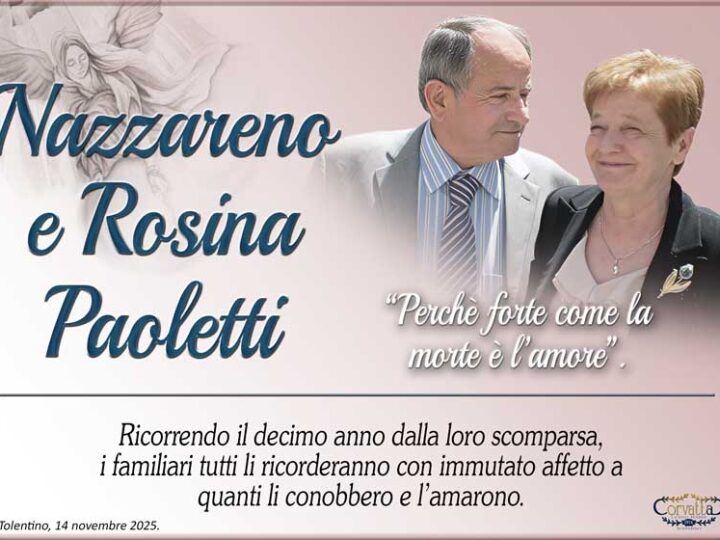 10° Anniversario: Nazzareno e Rosina Paoletti