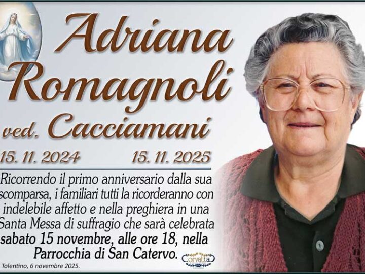 Anniversario: Adriana Romagnoli Cacciamani