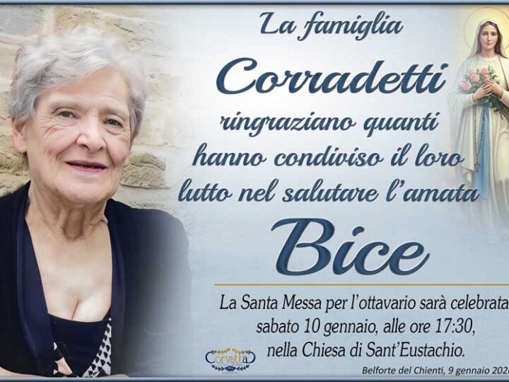 Ringraziamento: Bice Buresta Corradetti