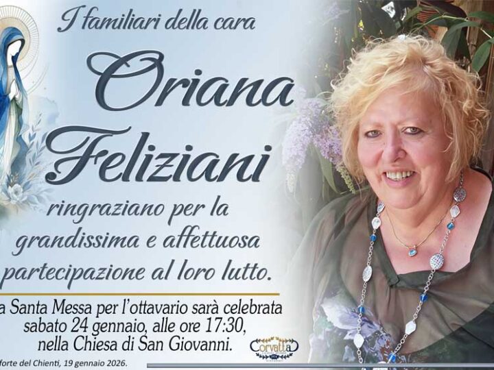 Ringraziamento: Oriana Feliziani