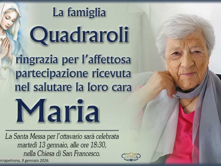 Ringraziamento: Maria Sparvoli Quadraroli