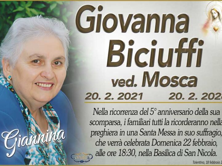 5° Anniversario: Giovanna Biciuffi Mosca