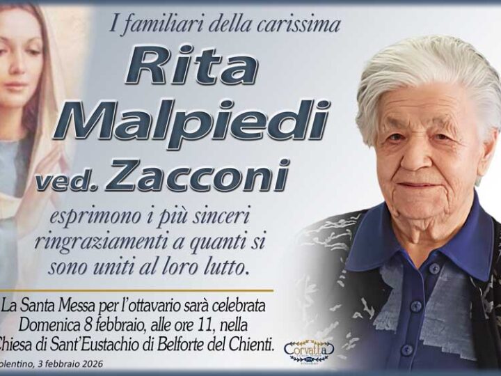 Ringraziamento: Rita Malpiedi Zacconi