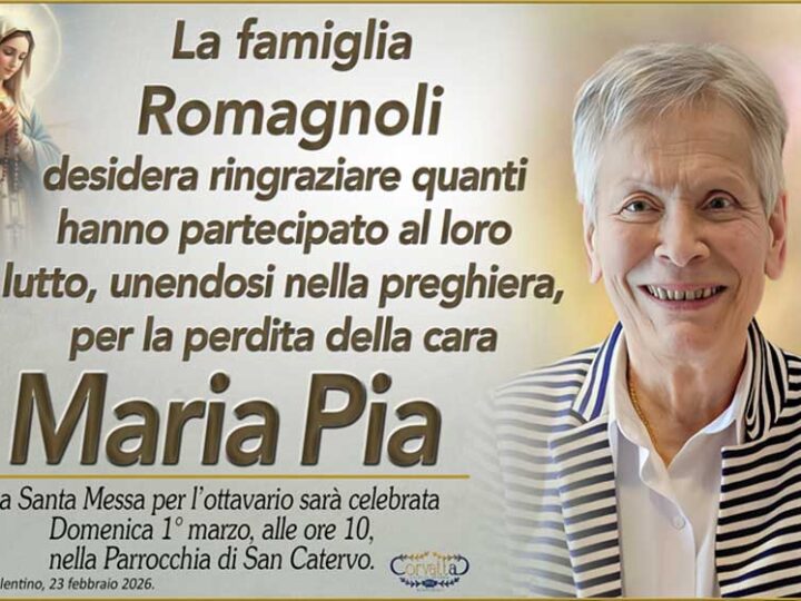Ringraziamento: Maria Pia Rozzi Romagnoli