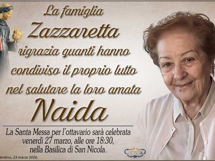 Ringraziamento: Naida Ballini Zazzaretta