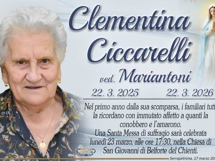 Anniversario: Clementina Ciccarelli Mariantoni