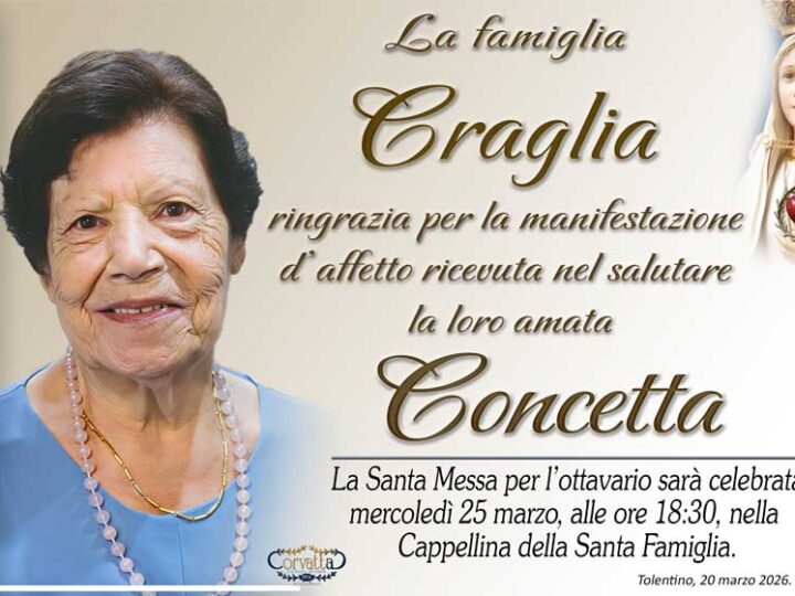 Ringraziamento: Concetta Gualtieri Craglia