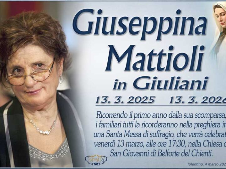 Anniversario: Giuseppina Mattioli Giuliani