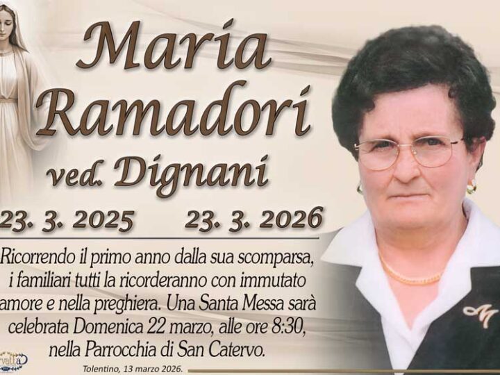 Anniversario: Maria Ramadori Dignani